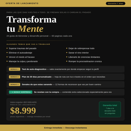 Transforma tu Mente — Pack de Bienestar y Desarrollo Personal
